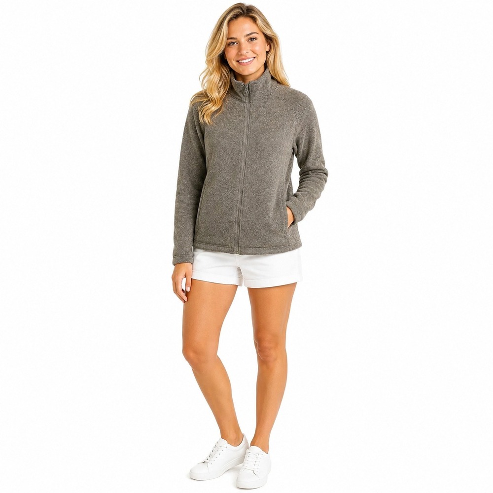 Merrell Womens XL Gray Fleece Jacket Full Zip High Neck Outdoor Warm Layer‎